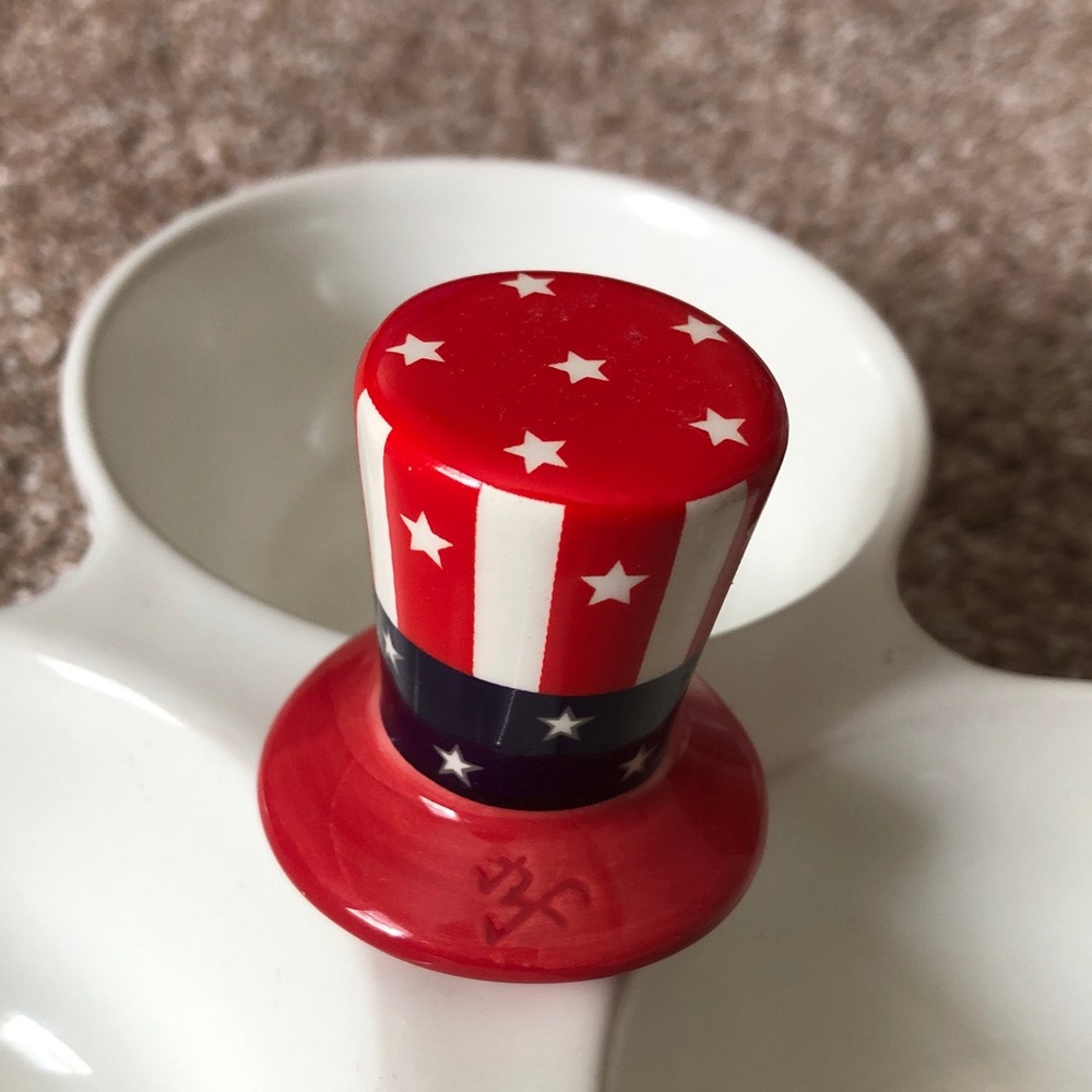 Nora Fleming Uncle Sam hat patriotic red white blue ceramic attachment - Picture 2 of 6